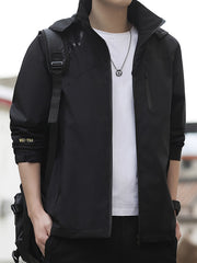 Men's Casual Hooded Lightweight Windbreaker Jacket Coat for Spring