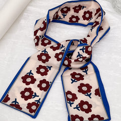 Colorful Printed Silk Scarf Headband Bow Ribbons Hair Ties