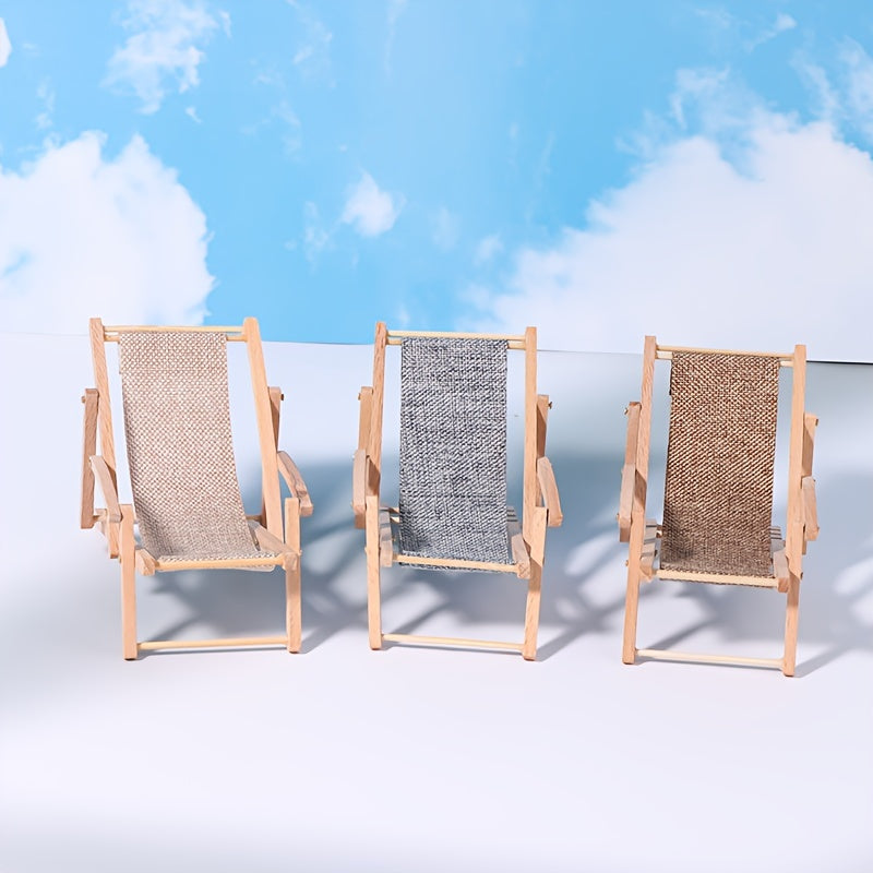 1:12 Dollhouse Beach Chair Deck Chair Model Living Scene Decor Toy