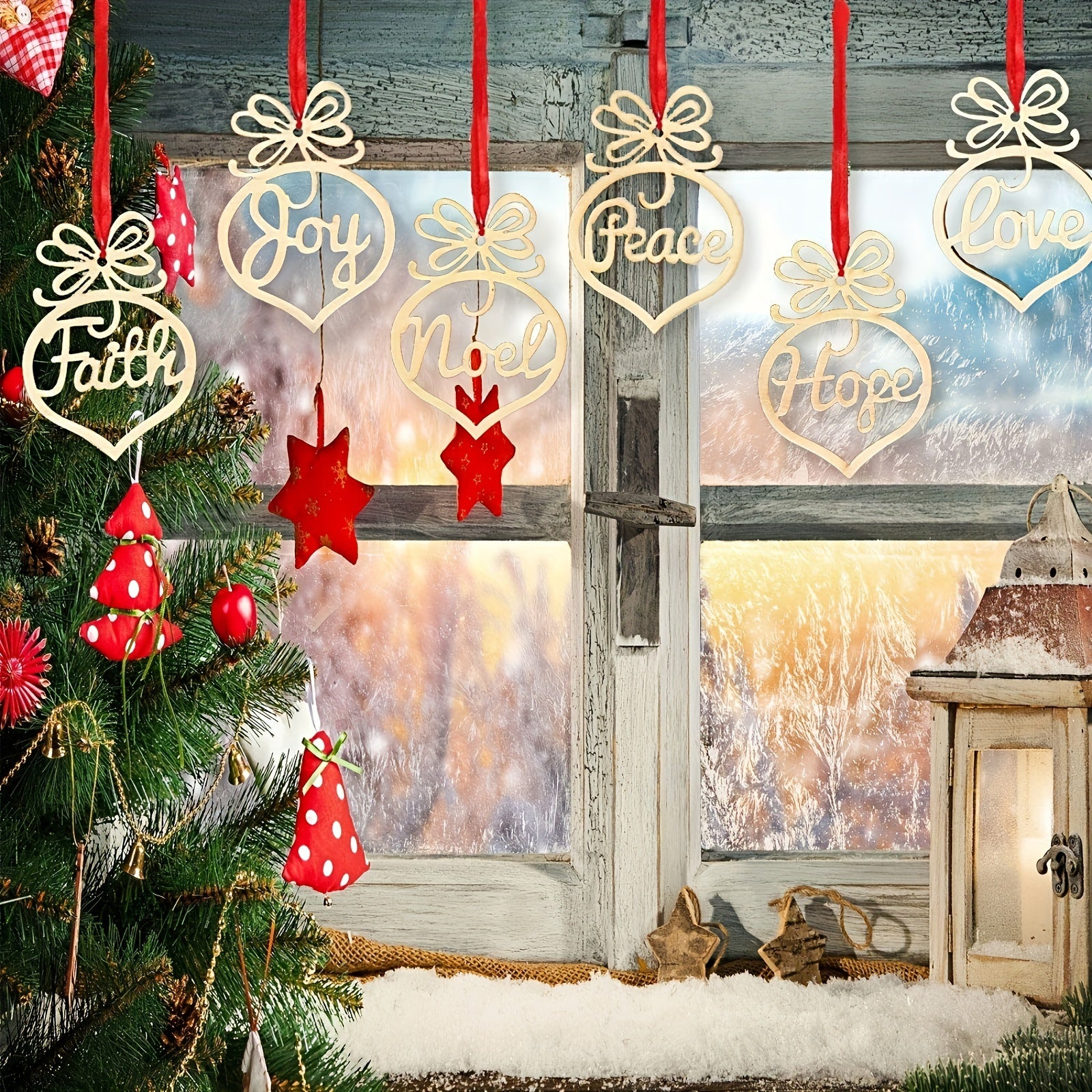 6pcs Wooden Ornaments For Christmas Tree - Holiday & Wedding