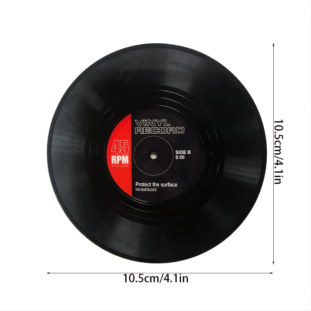 6pcs Vinyl Record Coasters Absorbent Retro Style Home Decor