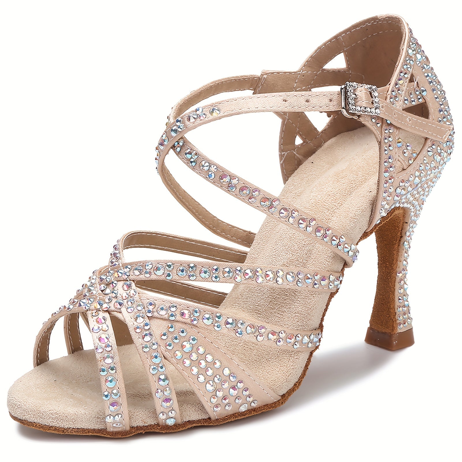 Rhinestone Latin Dance Shoes High Heel Soft Sole