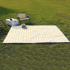 Yellow Plaid Foldable Picnic Blanket Waterproof Portable Beach Blanket