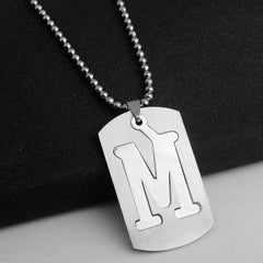 Men's Letter Pendant Necklace Stainless Steel Punk Chain A N