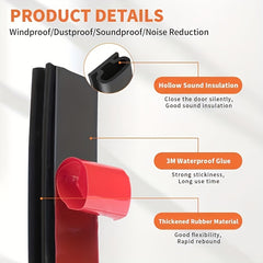 D-Shape Door Weather Stripping, Self-Adhesive Backing, Soundproofing Seal Strip