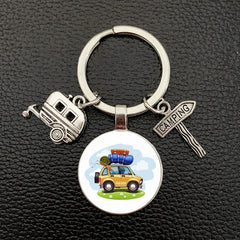 Time Gem Keychain Good Friends Happy Camping Pendant Metal Pendant