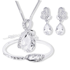 Water Drop Necklace Set with Butterfly Earrings