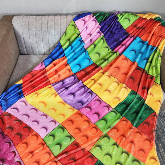 Flannel Blanket for Outdoor Camping & Home Use Classic Colorful Print