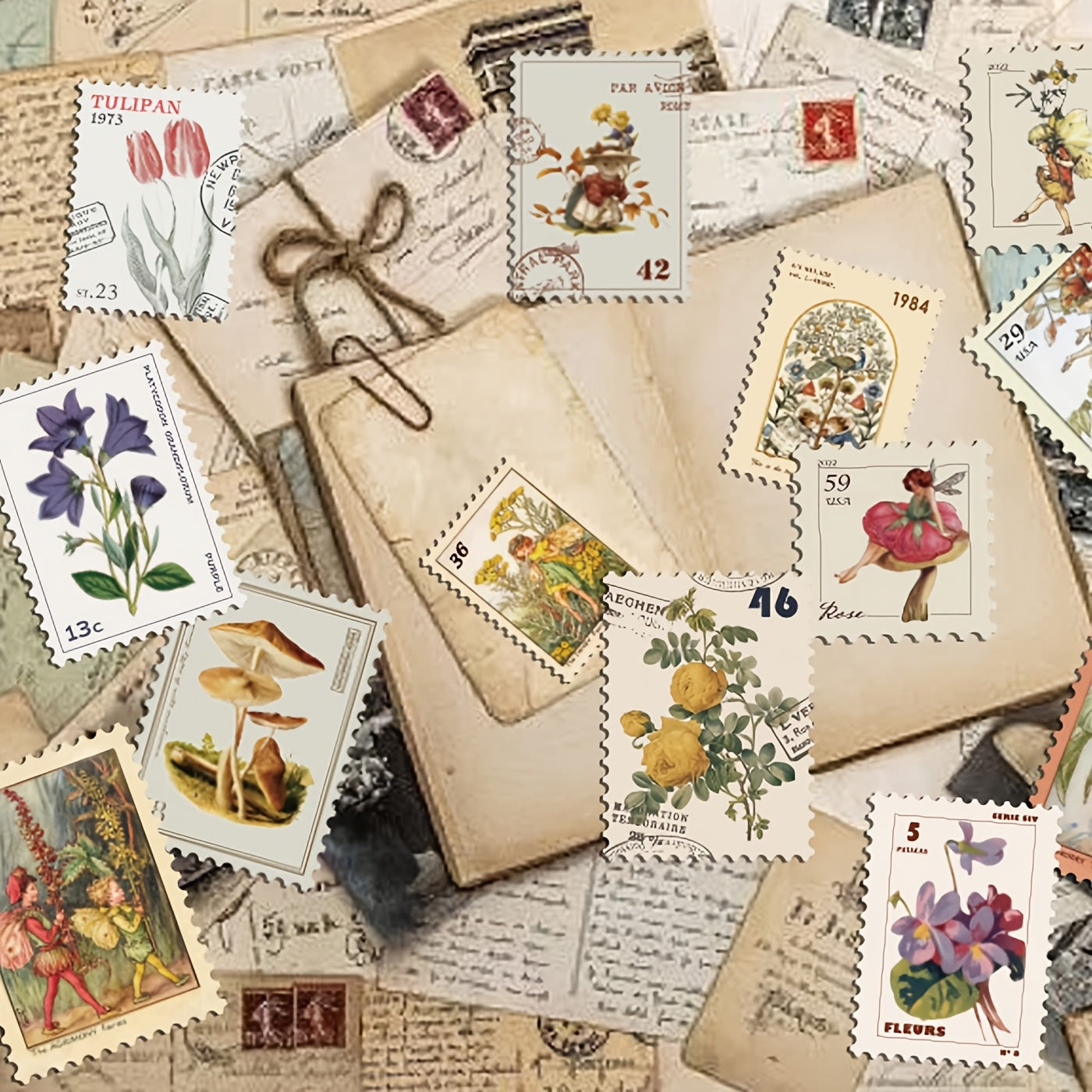 50 Retro Account Stickers Diary Decoration Plant Stickers 1 Pack