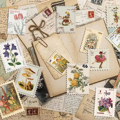 50 Retro Account Stickers Diary Decoration Plant Stickers 1 Pack