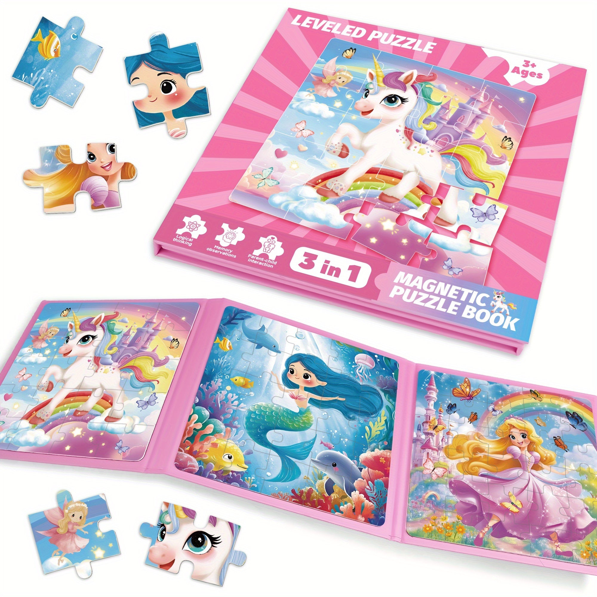Magnetic Puzzle Set for Kids Book Building Creativity Motor Skills Multicolor