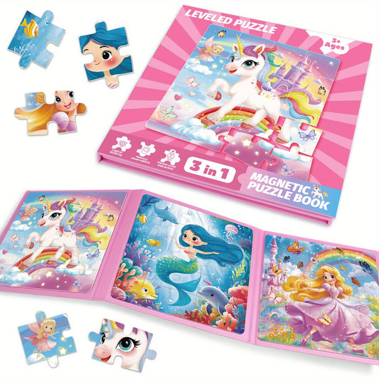 Magnetic Puzzle Set for Kids Book Building Creativity Motor Skills Multicolor