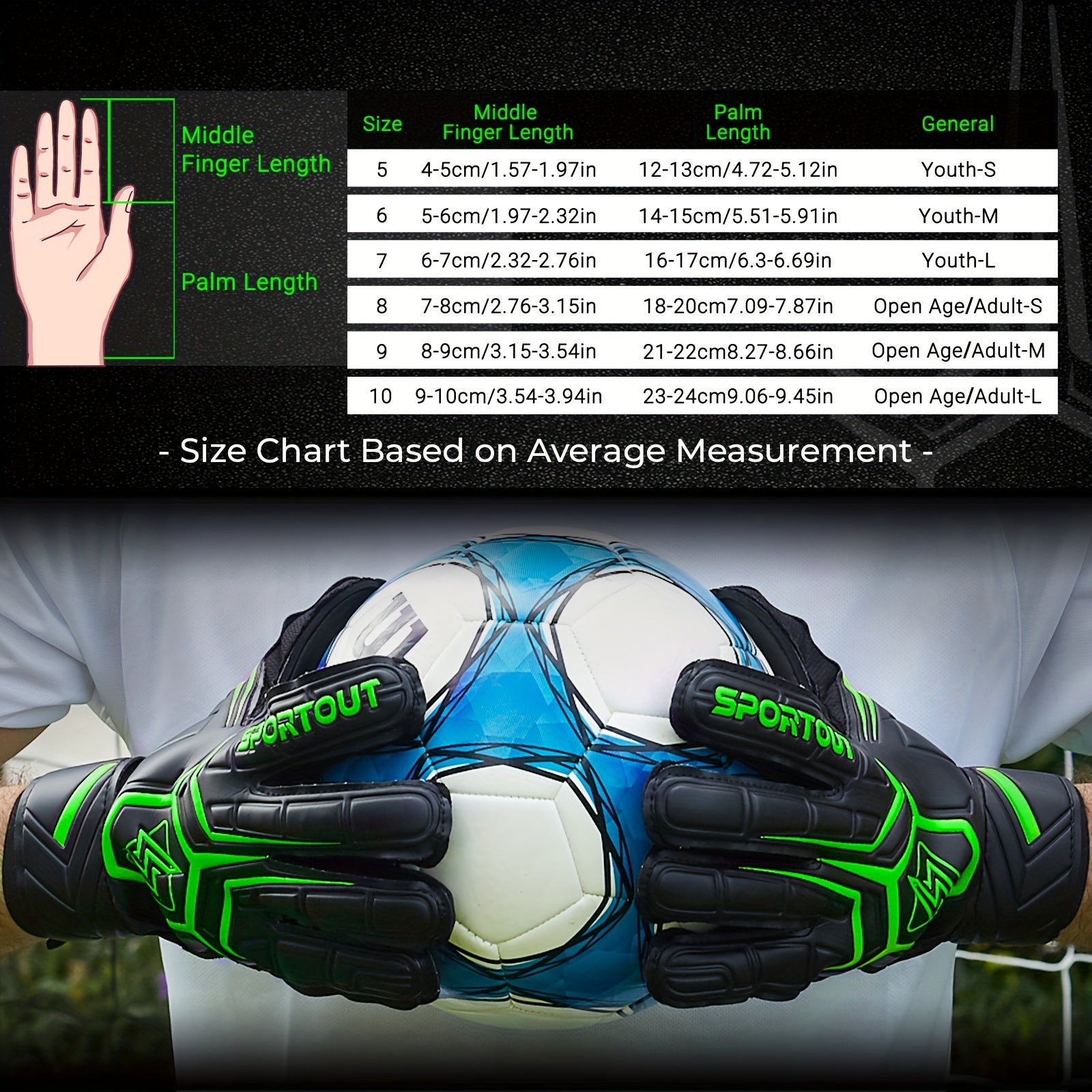 Goalie Gloves Fingersave 4mm Latex Soccer Gloves