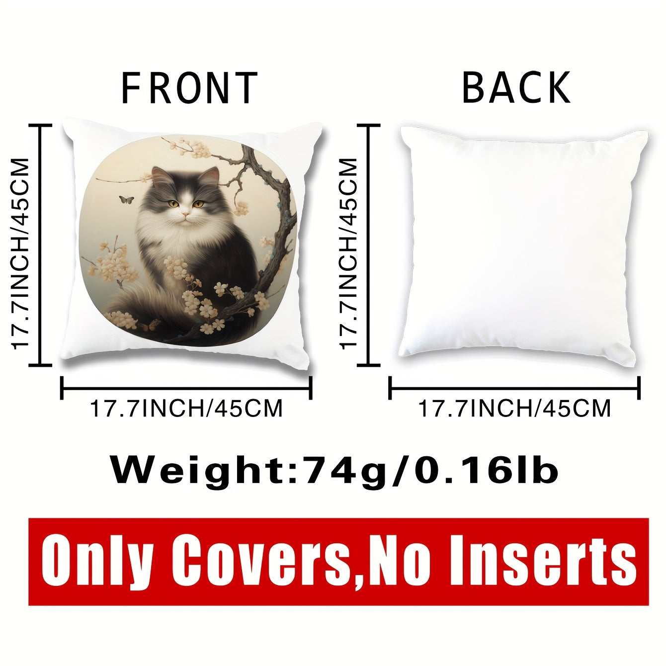 Cat Printed Throw Pillow Cover Home Decor