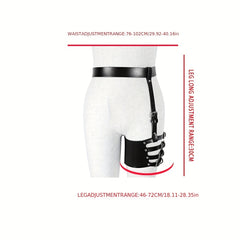 Gothic Harness Leg Gaiter Punk PU Leather Rivet Belt Hollow Out Rivet Leg Ring
