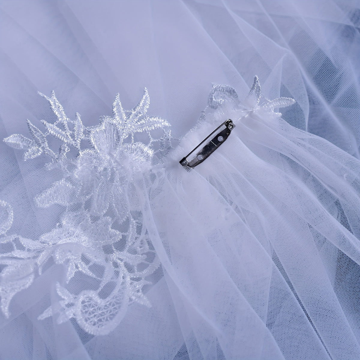 Bridal Veil Shawl Glamorous Style 100 Yarn with Lace Applique