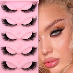 Cat Eye Lashes 5 Pairs Lengthening Curling Fluffy False Eyelashes
