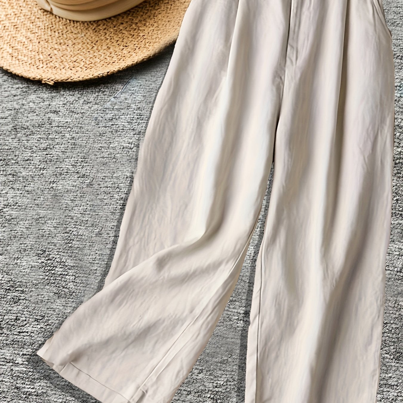  Solid Button Up Straight Leg Pants