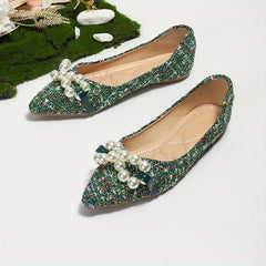 Women's Tweed Ballet Flats Soft Sole Slip On Shoes