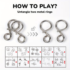 40 Golden Puzzle Rings Brain Teasing Toy Snake Puzzle IQ Test