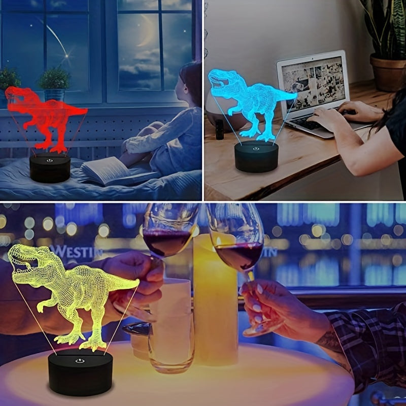 Dinosaur 3D Night Light Lamp LED Baby Nursery Kids Room Home Decor Xmas Birthday