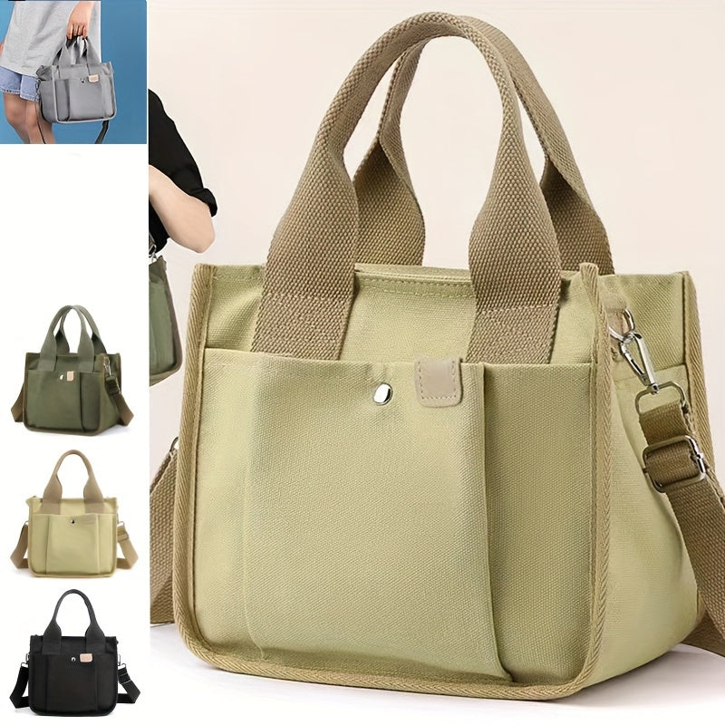 Small Canvas Women's Shoulder Handbag Solid Satchel Bag