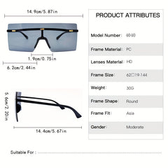 Y2K Oversized One Piece Sunglasses Rivet Decor Gradient UV400