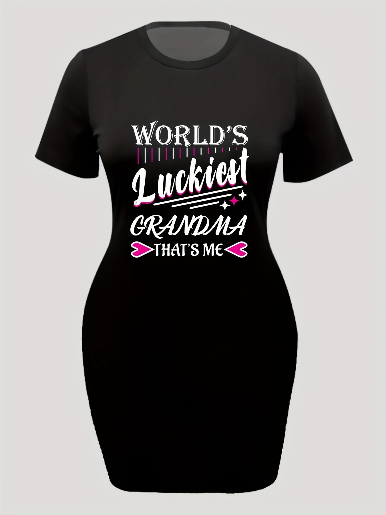 Women's Plus Heart & Letter Print Tee Dress