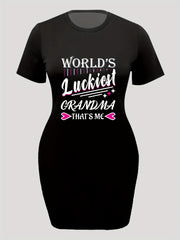 Women's Plus Heart & Letter Print Tee Dress