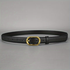 Women's Oval Pin Buckle PU Belt for Jeans Pants