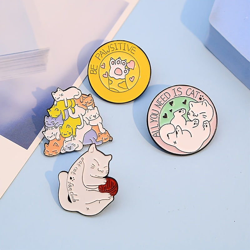 Cat Fan Club Be Pawsitive Novel Zinc Alloy Brooch