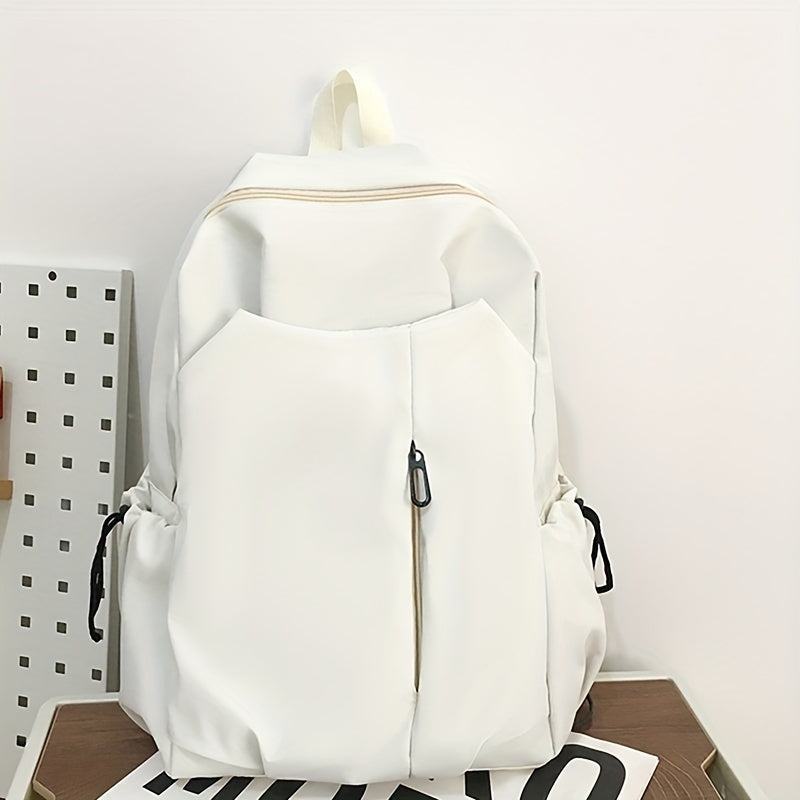 Solid Travel Backpack Lightweight Nylon School Bag Preppy Style Laptop