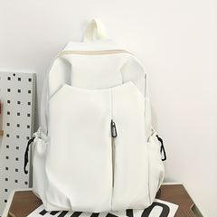 Solid Travel Backpack Lightweight Nylon School Bag Preppy Style Laptop