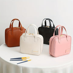 PU Travel Makeup Bag With Handle Small Cosmetic Bag Waterproof Organizer Case