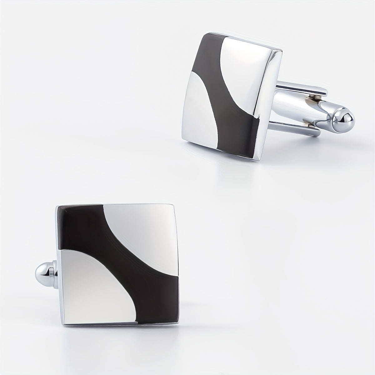 2pcs Silver Enamel Drop Cross Shirt Buttons Men Business Casual Wear