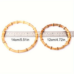1pc Bamboo Handle Diy Bag Material Wooden Bamboo Ring Bamboo Bag Handle