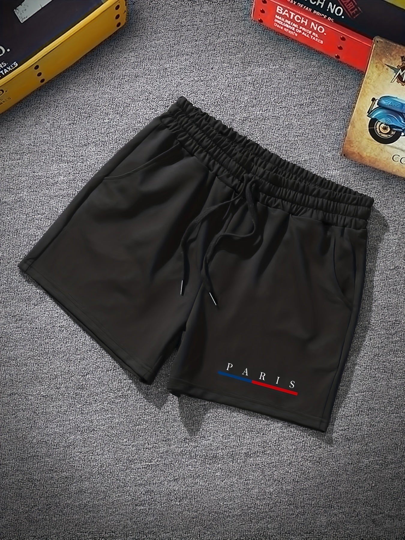 Men's PARIS Graphic Drawstring Stretch Shorts