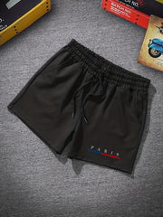Men's PARIS Graphic Drawstring Stretch Shorts