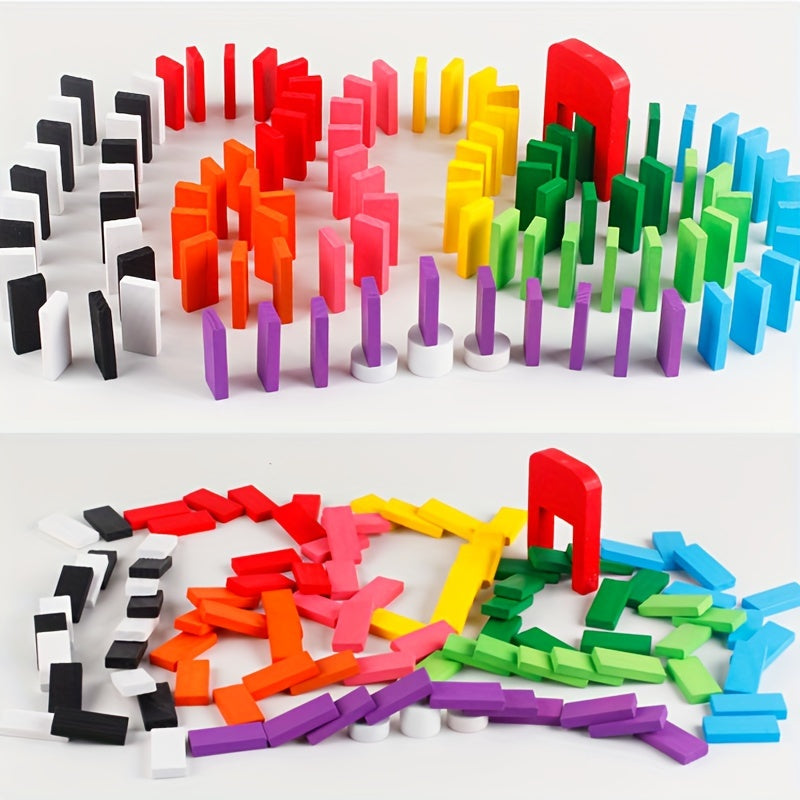 100pcs Wooden Dominoes Puzzle Toys Concentration Intelligence Building