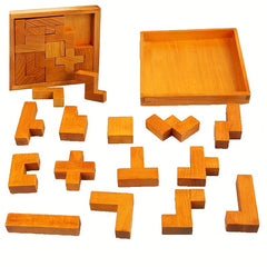 Busaurus Wooden Brain Teaser Puzzle Deep Brown for Adults