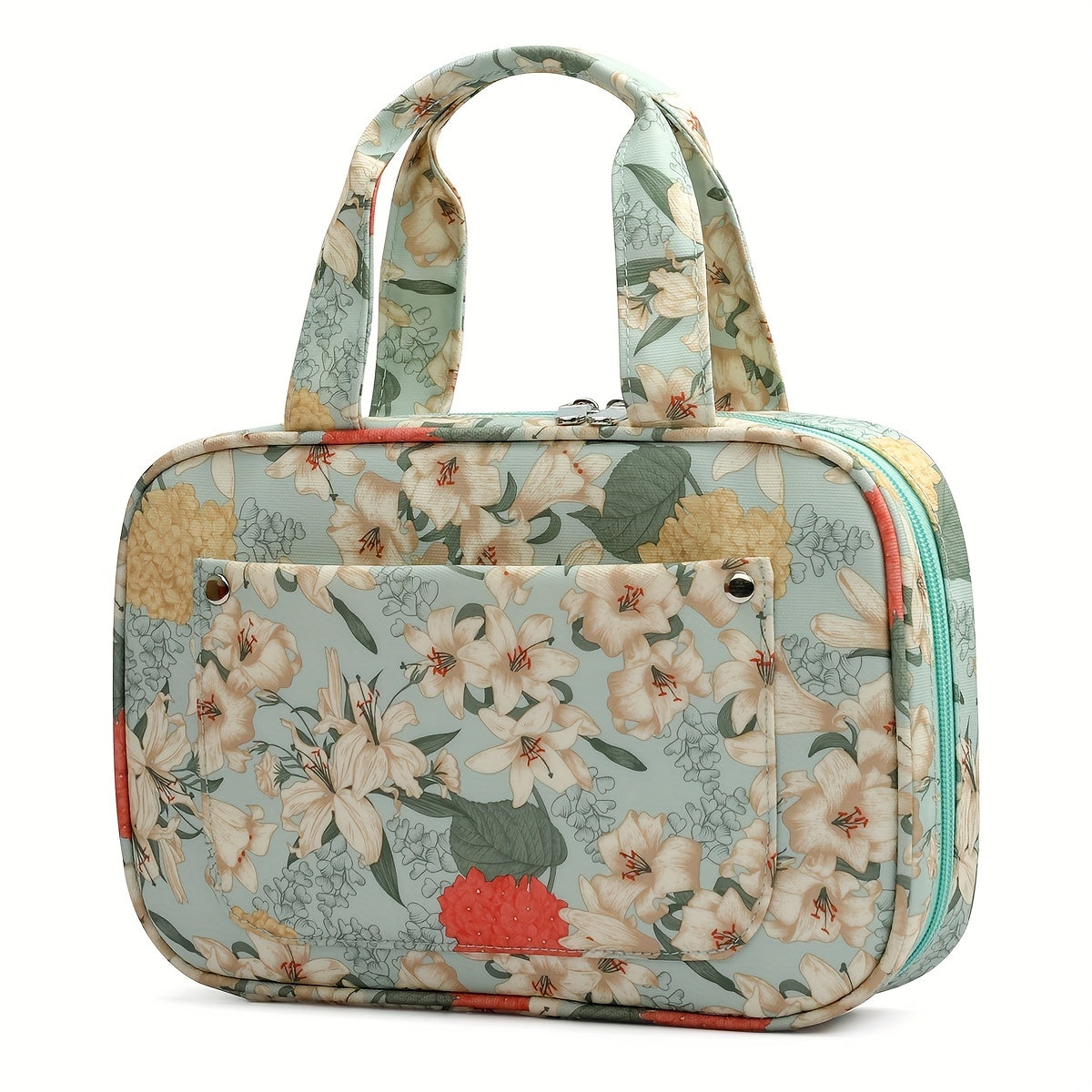 Green Lily Pattern Crochet Storage Bag - Knitting Tote