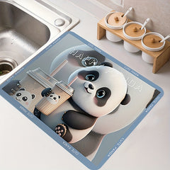 Panda Pattern Dish Drying Mat Kitchen Draining Pad