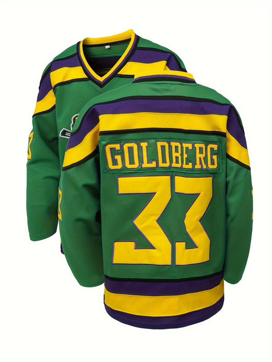Men's 33 Long Sleeve Ice Hockey Jersey Green Retro Classic Embroidery Stitched