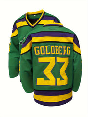 Men's 33 Long Sleeve Ice Hockey Jersey Green Retro Classic Embroidery Stitched
