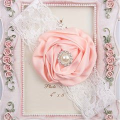 Lace Pearl Crystal Flower Headband for Baby Girls