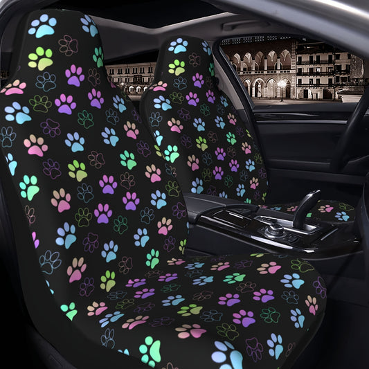Colorful Dog Paw Print Car Seat Cover