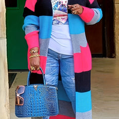  Colorful Striped Cardigan with Pockets