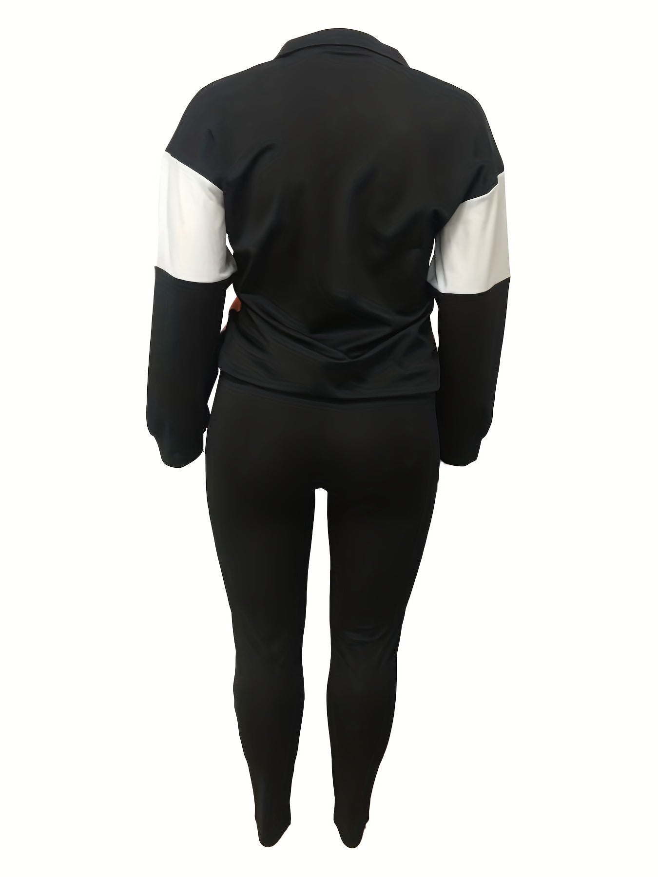  Colorblock Zipper Top & Leggings Set