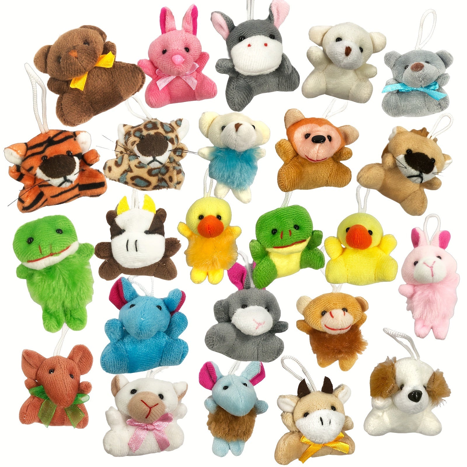 24pcs Mini Animal Stuffed Toys Bright Colors Great Gift Christmas Halloween