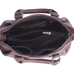 Leather Boston Bag Crossbody Bag With Adjustable Strap